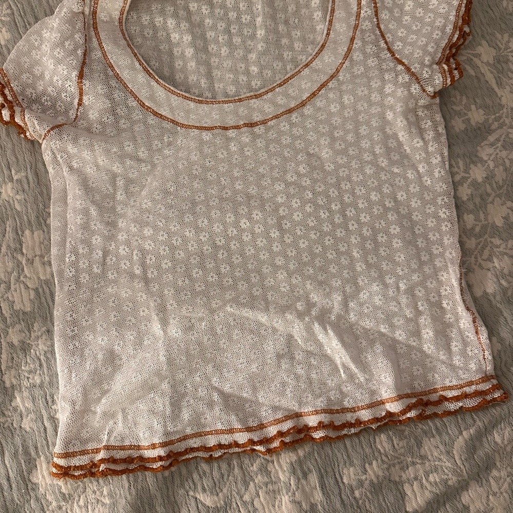 Free People Cream Cap Sleeve Crop Blouse